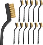 12 Pcs Mini Wire Brushes Plastic Handles Brass Wire Brush for Cleaning Rust, Metal Work Pieces, Welding Slag and Rust, Greasy Dirt