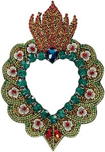 EMDO 1 toppa a forma di cuore in poliestere, multicolore, fatta a mano, da cucire, a tema messicano, da applicare con ferro da stiro, per vestiti, borse, cappelli, decorazioni