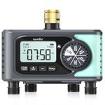 RAINPOINT 4-Outlet Water Timer with Brass Inlet, 4 Zone Programmable Automatic Irrigation Timer with Rain Delay/Manual Mode, Digital Hose Sprinkler Timer for Garden Lawn and Drip Irrigation