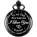 Hicarer Dad Gift from Daughter to Father Engraved Pocket Watch - No Matter How Much Time Passes, I Will Always Be Your Little Girl (Black)