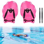 Hikeen Swim Paddle Hand, Swim Training Hand FIns Paddles with Adjustable Straps, Swimming Hand Paddles for Adult Children(Small Pink)