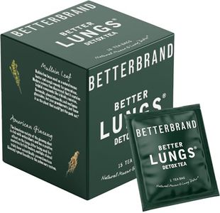 Betterbrand BetterLungs Detox Tea - 15 Herbal Tea Bags - Mullein Leaf, Ginseng, Elderberry, Ginger & Thyme for Lung Cleanse, Congestion Relief, Mucus Detox - Caffeine Free