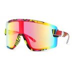 Karsaer Big Shield Wraparound Sunglasses Rave for Men Women Neon Sun Visor Glasses Cycling Ski Shades B5019