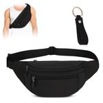 Leogony Fanny Pack for Women Men, Adjustable Black Bum Bag with Keychain