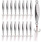 10pcs Fishing Spoon Metal Lure with Sharp Treble Hooks Hard Bait Jig Spinner Trout Bass Salmon Lures 5g,7g,14g,21g,28g (0.50oz(14g) - 10 Pieces)