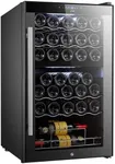 NutriChef PKCWCDS335.5 Chilling Refrigerator Cellar-Dual-Zone Wine Cooler/Chiller, Digital Touch Button Control with Air Tight Seal, Contains Placement for Standing (33 Bottle Storage Capacity), Black