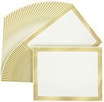 Juvale 50 Sheets Gold Foil Award Certificate Paper 8.5 x 11 for Printing - Blank Cardstock for Graduation, Diploma and Achievement (White)