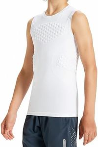 DEVOROPA Boys Football Padded Shirt Chest Protector Sleeveless Compression Undershirts Rib Heart Baseball White S