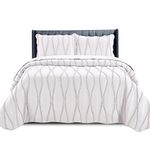 New Quilted Bedspread Throw Embossed Pattern Frilled Bedspreads with Matching Pillow Cases - Luxury Bedspread Bed Throw Coverlets Bedding Set (White, Single)