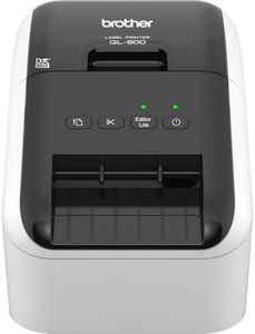 Brother QL-800 Monochrom Etikettendrucker (mit Rot-Schwarz-Druckfunktion, USB-Schnittstelle, Barcodedruck, automatische Schneideeinheit)
