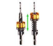 Adjustable Depth Countersink Drill Bit with Self-Adjusting Depth Control and Built-in Stopper to Prevent Scratches Or Marks and Screchs - Tungsten Carbide Tipped Counterbore - 1/8"x5/16"(3x8mm).