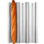 Baguette Pan, Fulimax French Bread Pans For Baking Pan, Nonstick 3 Slots Perforated Italian Loaf Pan Mold Long French Bread Pan, Silver