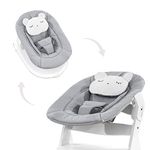 Hauck Alpha+ 2 in 1 Bouncer and Baby Rocker, Pastel Bear Light Grey - from Birth, Newborn Set, Compatible with Alpha Highchair, Click On