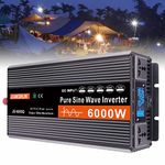 FENGSSLL 3000W/4000W/5000W/6000W Pure Sine Wave Inverter DC 12V/24V/48V/60V to AC 220V Power Inverter High Efficient Dc Power Inverters for Smartphones Tablet,6000W-12V