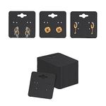 DEEPTAGS Jewellery Display Cards for Earring, Necklace, Jewelry, Bracelet - Black, 200 PCS