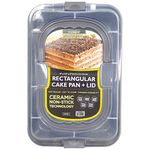 casaWare 9 x 13 x 2-inch Covered Rectangular Cake Pan with Wide Handles (Silver Granite)