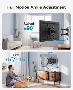 PERLESMITH Swivel Tilt TV Wall Bracket for 13-42" Flat & Curved TVs – Max 20kg, VESA 200x200mm