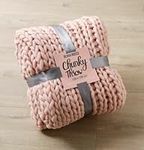 INSAFIANS Chunky Knitted Wooly Cable Hand Knit Blanket Sofa/Bed Throw 120x150cm (Pink)