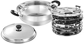 Amazon Brand - Solimo Stainless Steel Induction Bottom Multi Kadhai With 6 Plates, Silver,1 Count