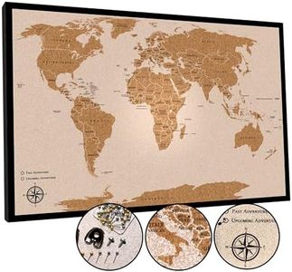 AdventureScape Push Pin Travel Map - Large 30'' x 20'' World Map Pin Board with Premium Push Pins Made from Cork Board - Gift Idea for Travelers, Partner, Young Adults, and Parents (AS - 02)