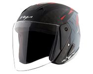 Vega Lark Twist Open Face Helmet Dull Black Red, Size: L(59-60 cm)