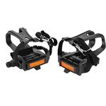 1 Pair Bike Pedal, Bicycle Pedals with Toe Clips and Straps for Cycling Road Mountain Bike Fixed Gear