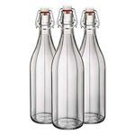 Bormioli Rocco Oxford Clear Wine Water Table Serving Swing Top Bottle - 1000ml - Pack of 3