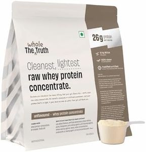 The Whole Truth Whey Protein Concentrate Unflavoured |1 kg (2.2 lbs) | 26g Protein per scoop | 6.4g BCAA | No Adulteration | Clean and Light | Muscle Building | Vegetarian