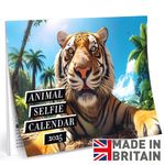 Calendar 2025 Animal Selfie - A3 Month to View Features 12 High Resolution Images of Happy Smiling Animals from Around the World