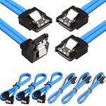 6Pack Straight and 90 Degree Right-Angle SATA 3 Cable 6.0 Gbps with Locking Latch, SATA III Cable L=16 Inches (Blue)