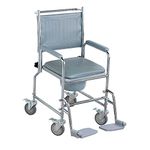 NRS Healthcare M66119 Wheeled Commode/Over Toilet Chair with Padded Seat and Back - Height Adjustable (Packaging may vary)