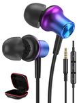 3.5MM Wired Earbuds for Galaxy A14 5G with Microphone Aux Headphone HiFi Stereo in-Ear Earphone Headphone Powerful Bass Audio for iPhone iPad Android Phones MP3 MP4 iPod Shuffle Laptop Computer Purple