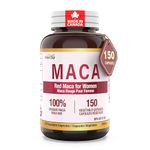 Herba Organic Red Maca Root for Women 500mg - 150 Capsules | Sourced from Peru | Red Maca for Women & Men | Made in Canada