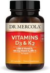 Dr. Mercola, Vitamins D3 & K2 Dietary Supplement, 30 Servings (30 Capsules), Supports Heart Health, Immune Support, Non GMO, Soy Free, Gluten Free