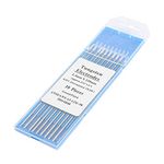 Zirconiated Tungsten Electrodes, 10Pcs 1.0/1.6/2.4/3.2mm WZ8 White Tip for AC Tig Welding, TIG Zirconiated Tungsten Electrode(2.4mm×150mm)