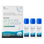 Densive Denture Cleaning Tablets and Denture Adhesive Powder Combo Pack of 4 (Pack of 1 x 90 Tablets and 3 Pack of Powder) | Denture Kit, Denture Cleaner, Denture Adhesive