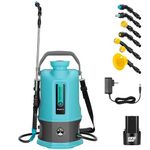 VIVOGROW Battery Powered Sprayer, 1.3-Gallon/5L Electric Pump Sprayer with Six Nozzles, Adjustable Shoulder Strap and Spray Wand for Garden, Lawn and Other Cleaning, Blue