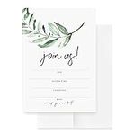 Bliss Collections 25 Invitations with Envelopes for All Occasions, Greenery Invites Perfect for: Weddings, Bridal Showers, Engagement, Birthday Party or Special Event, Fill in Rustic Invites