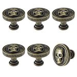 BAMI-LEE House Vintage Skull Knob, 6 pcs Single Hole Cabinets Pulls for Drawer, Wardrobes, Bookcases, Dresser, Closets (Bronze)