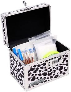 Vaultz Medicine Lock Box w/Combination Lock - 5 x 7 x 5 Cabinet Safe, Black & White Leopard
