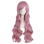 MapofBeauty 28"/70cm Charming Women's Long Curly Full Hair Wig (Pink)