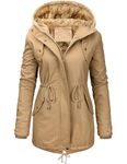 Vancavoo Womens Parka Winter Coats Hooded Coat Fleece Lined Jacket Ladies Arctic Velvet Outdoor Warm Hoodies zip up Sweatshirt Windbreaker Hoodies Cotton Outwear with Pockets(Khaki,M)