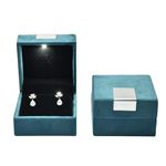 Moon DIAcheck Jewellery LED Light Box for Tops & Earrings | Premium Peacock Green Velvet Earring Organizer Case with Auto LED Off Feature | Gift Box for Jewellery Storage & Display