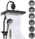 Hibbent 5-spray Dual Filtered Rainfall Shower Head Combo, High Pressure 13'' Showerhead with 10 Spray Handheld, Easy Reach 4-way Diverter Arm with Pause Mode, 71'' Hose & Holder, Oil-Rubbed Bronze