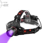 PROFORUS UV Headlamp Rechargeable, Headlamp with UV Light LED Blacklight Headlight 395nm Ultraviolet Head Torch Zoomable for Night Fishing, Scorpions Hunting, Auto Oil and HVAC Leaks (UV+White Light)