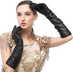 Nappaglo Women Warm Long Nappa Leather Gloves Dress Party Winter Mittens