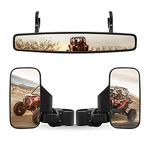 RANSOTO UTV Offroad Side Rear View Mirror And Center View Mirror With 1.75" to 2" Roll Bar Cage Mount Compatible with Polaris RZR Can-Am Maverick Commander Yamaha Rhino Honda Pioneer Kawasaki Teryx