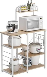 sogesfurniture 3-Tier / 4-Tier Kitchen Baker Rack Utility Storage Shelf Microwave Stand 35.4 inches Storage Cart Workstation Shelf, Maple Color, BHCA-172 (maple)