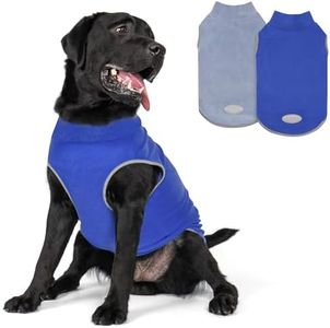 cyeollo 2 Pack Fleece Dog Sweater Pullover Pet Sweatshirt Reflective Lightweight Dog Clothes Sweaters for Large Dogs Boy Girl Pet Apparel Blue, Mist Blue, XXXL