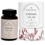 Earthful Calcium Magnesium Capsules | 100% Plant, Non-Synthetic | Bone Health Support with Vitamin D3 & K2 | 60 Capsules for Stronger Bones & Joint Relief | Clean Formula, No Additives